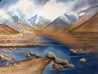 Irving. Yewbarrow, Great Gable & Scafell Pike from Wastwater, mixed media.12.20 .jpg